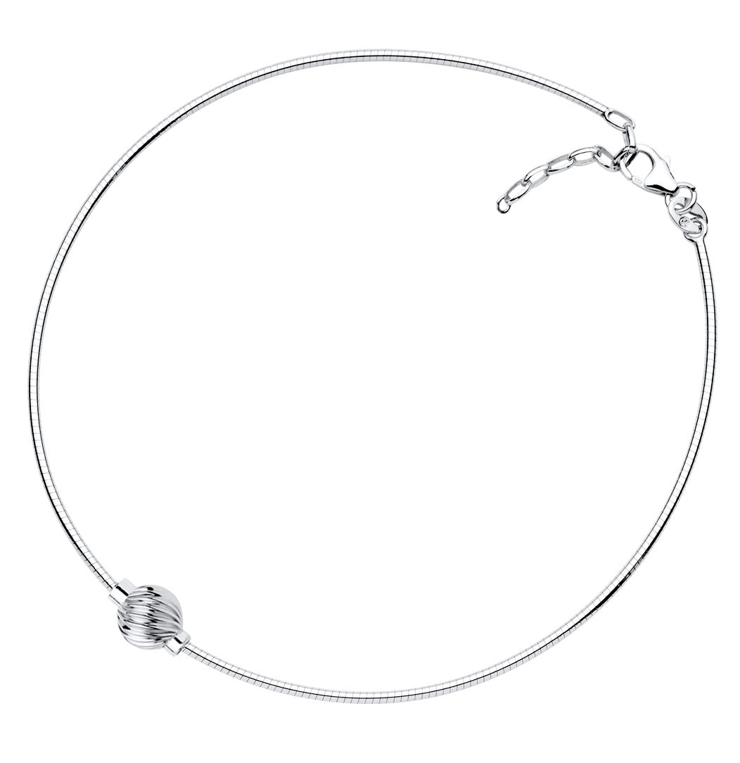 SS Swirl Bead Omega Anklet SA5460-O