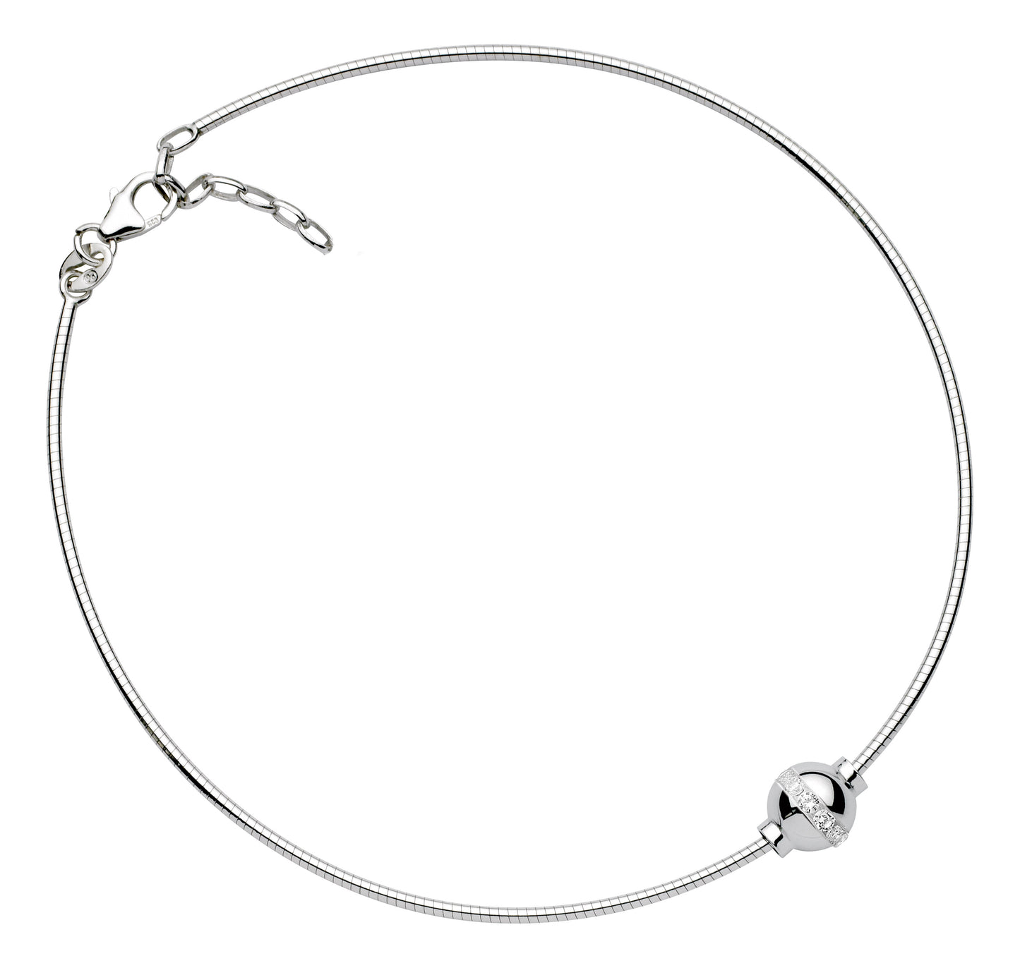 SS CZ Bead Omega Anklet SA5462-O