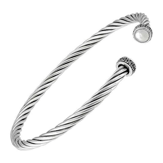 SS CZ Twisted Cuff Bracelet SDG074839SCZ65