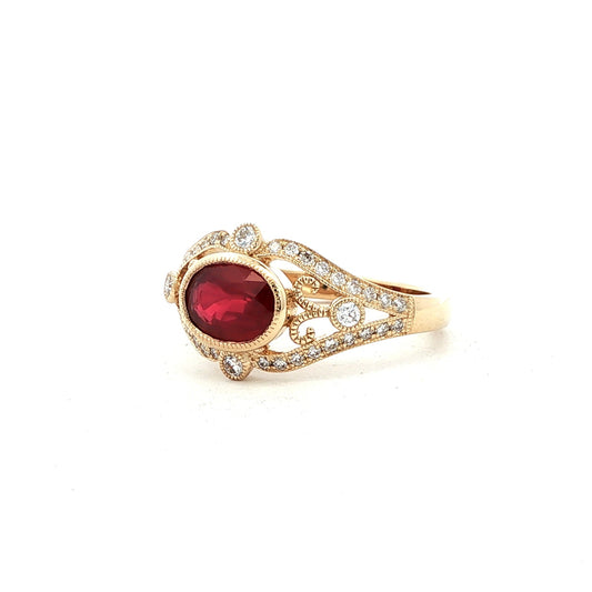14kY 1.22ct Oval Ruby .32cttw Diamond Ring CR19797 - 7