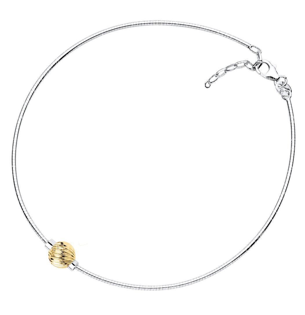SS/YG Swirl Bead Omega Anklet ZA5460-O