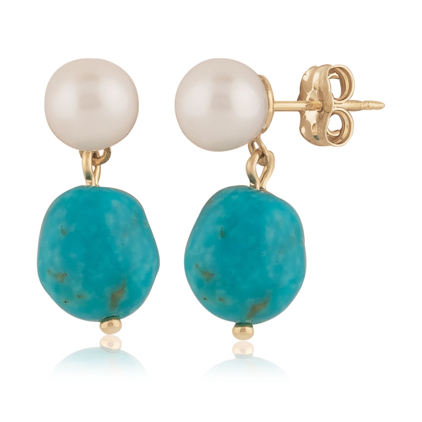 14kY Pearl & Turquoise Earring 01/017FPTQ