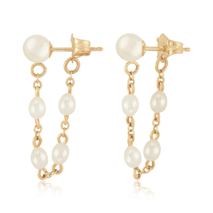 14kY FWP Pearl Chain Earring 01/022-FP