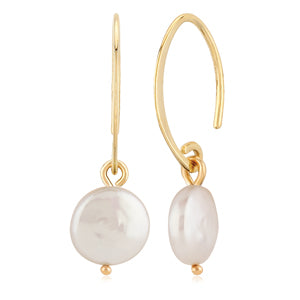 14kY Coin Pearl Simple Sweep Earring 01/1085-CO