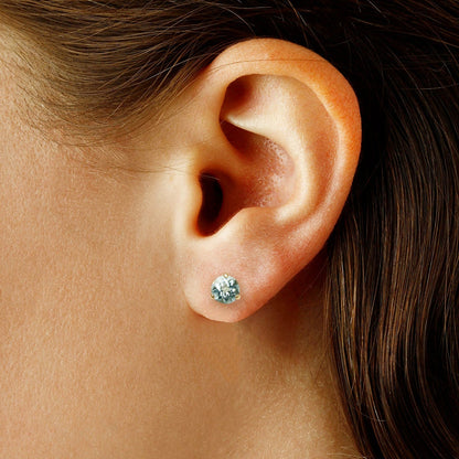 14kY 6mm Aquamarine Stud 01/814-03DD