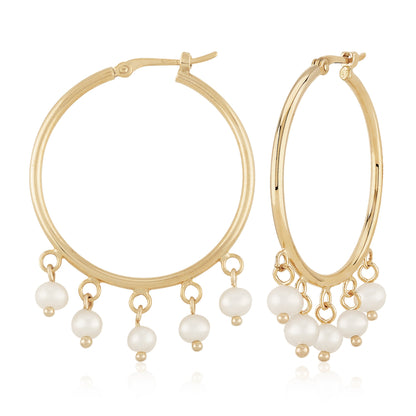14kY 3mm Pearl Drop Hoop 03/398