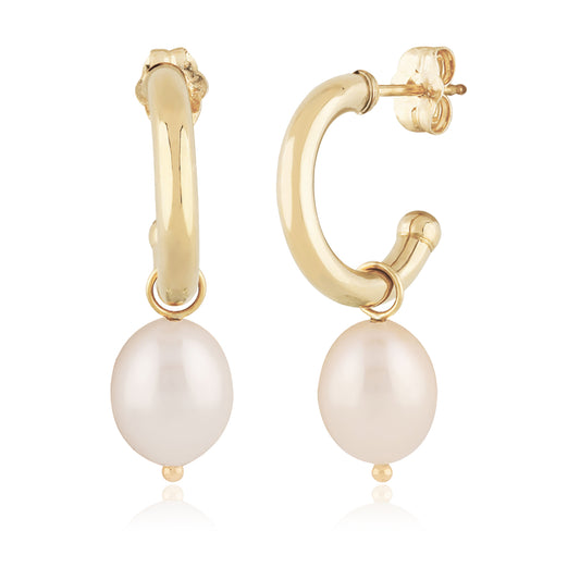 14kY Pearl Drop Hoop 03/601FWP