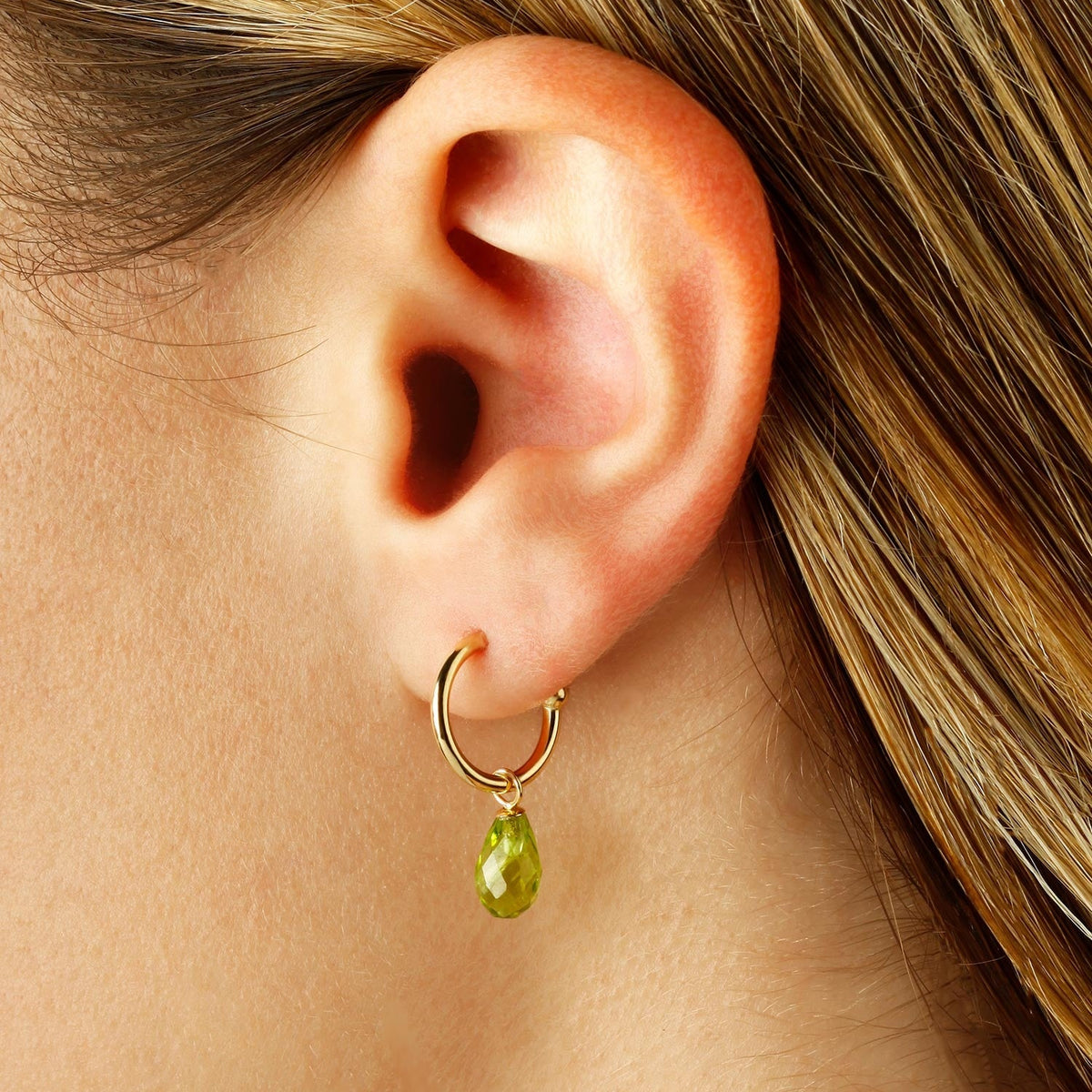 14kY Peridot Drop Hoop 03/606PE-M