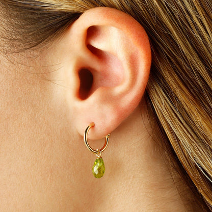 14kY Peridot Drop Hoop 03/606PE-M