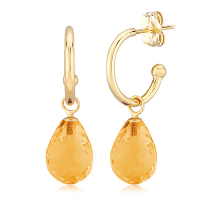 14kY Citrine Drop Hoop 03/606CI-M