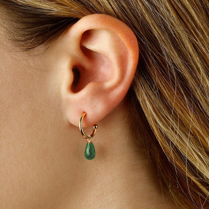 14kY Emerald Drop Hoop 03/606EM-M