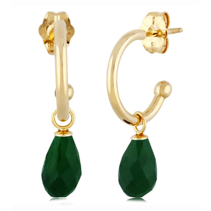 14kY Emerald Drop Hoop 03/606EM-M