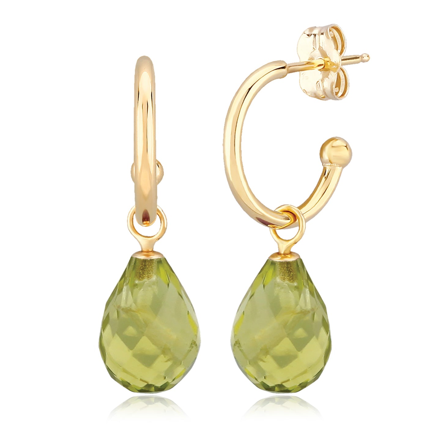 14kY Peridot Drop Hoop 03/606PE-M
