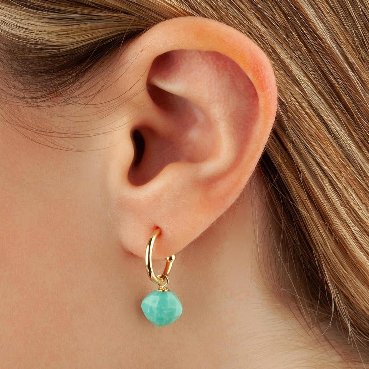 14kY Turquoise Drop Hoop 03/606TQ