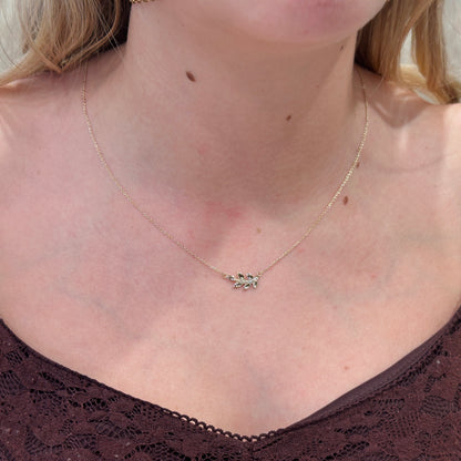 14kY .03cttw Diamond Leaf Necklace 88697 - 16"