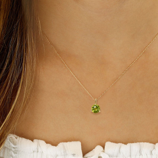 14kY 6mm Peridot Necklace 05/814-08