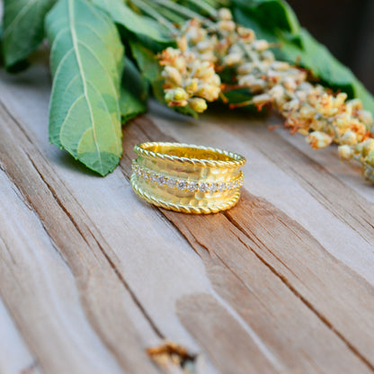 14kY .34cttw Diamond Hammered Ring RZ7251 - 6.25