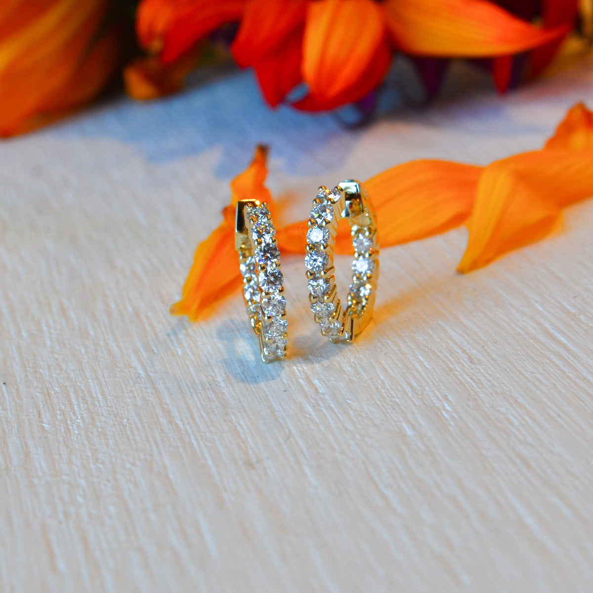 14kY 1.24cttw Diamond Hoop E0045