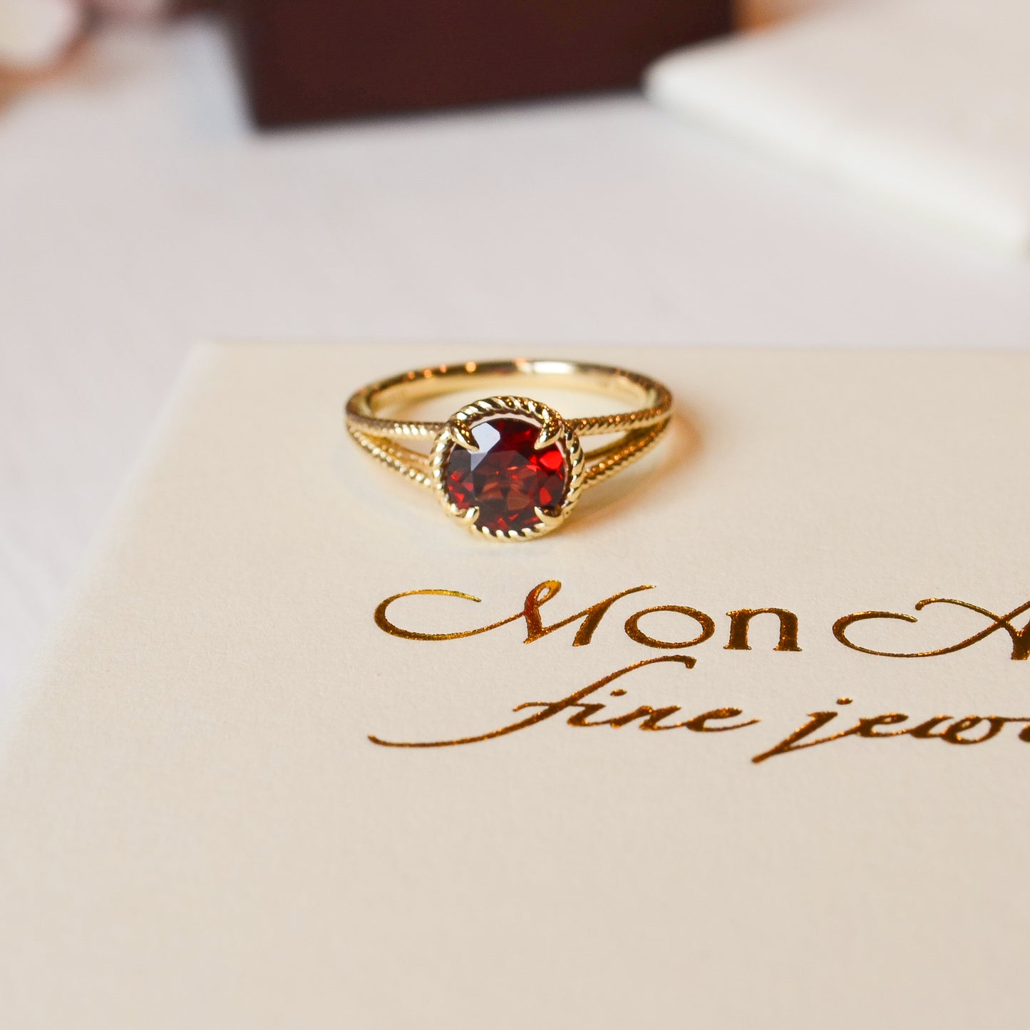 14kY 1.38ct Garnet Rope Ring LR51982Y4JGN-7