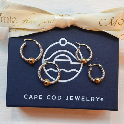 SS/YG 15mm Twist Hoop ZE5418