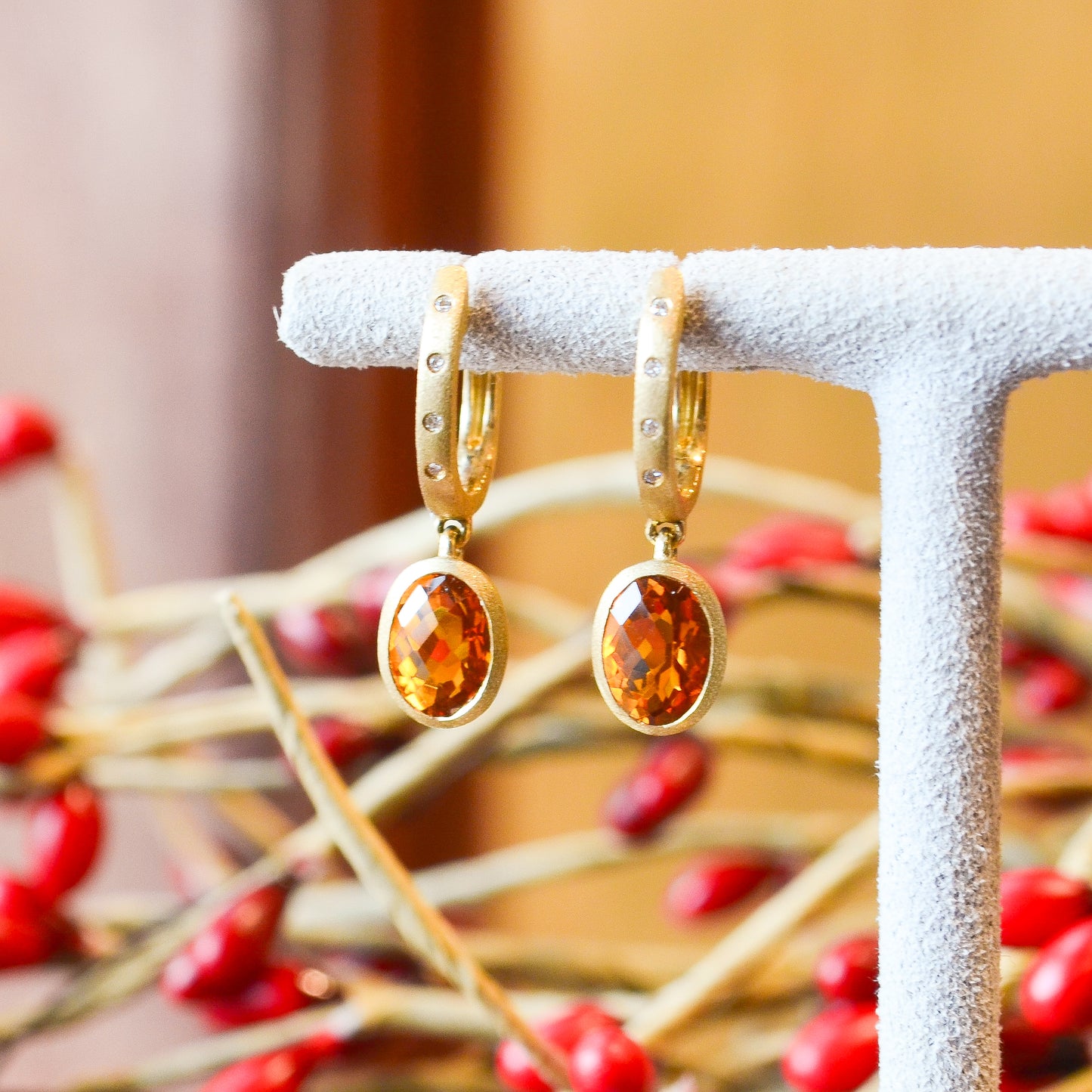 14kY 1.56cttw Citrine .02cttw Diamond Earring AE77575C-920Y