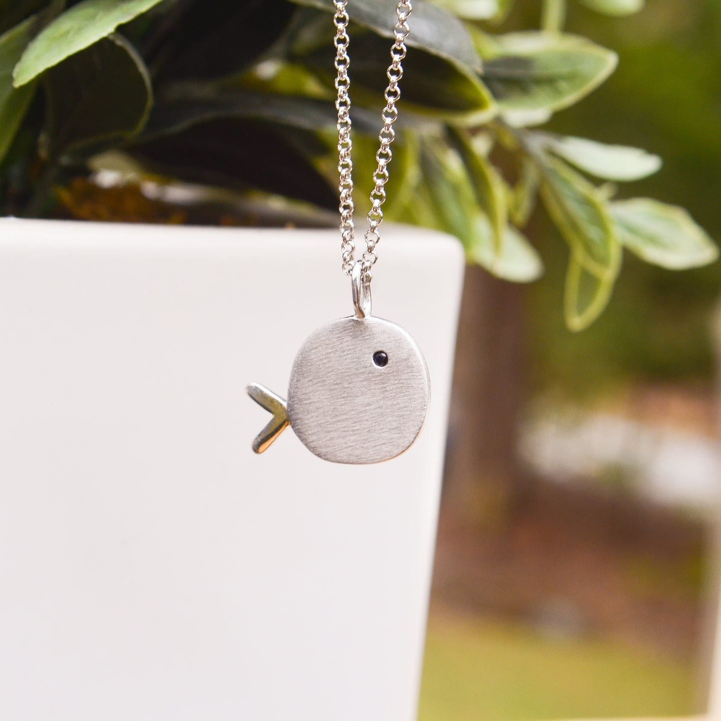 SS/18k Vermeil Fish Necklace CG120-6900/O