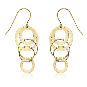 14kY Mini Hammered Cascading Circles Earring 11841HAMMINI