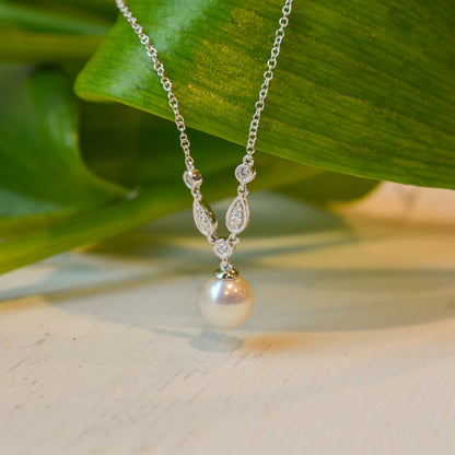 14kW Pearl .07ct Dia Necklace NK1420W45PL-16