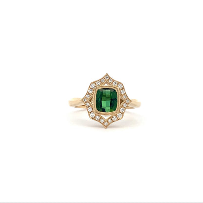14kY 1.40ct Green Tourmaline .13cttw Diamond Ring MAR28359NGT
