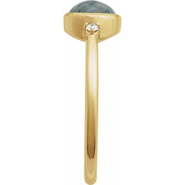 14kY 9x7mm Moss Agate .03ct Dia Ring 72315-7