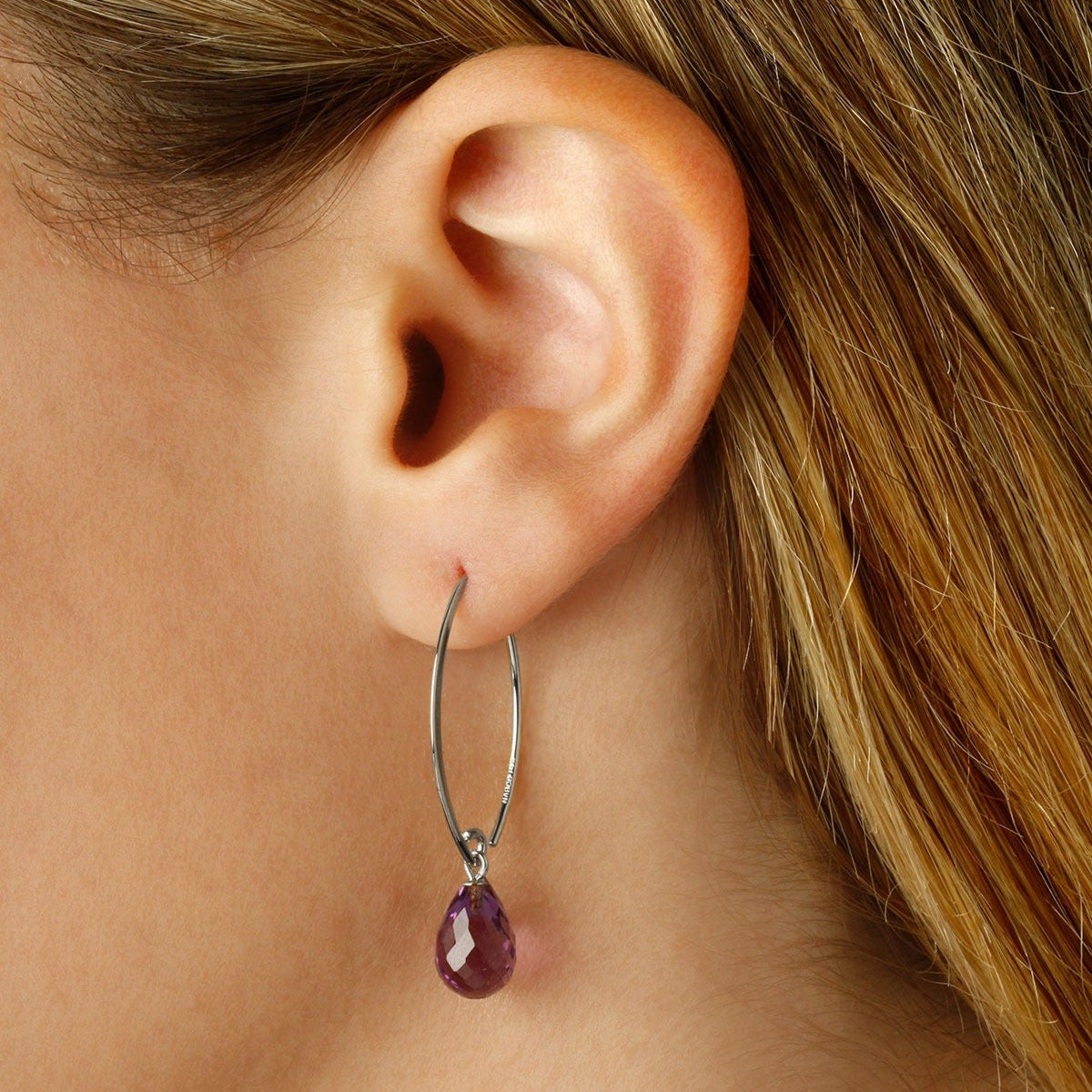 SS Amethyst Simple Sweep Earring 13462AM-SS