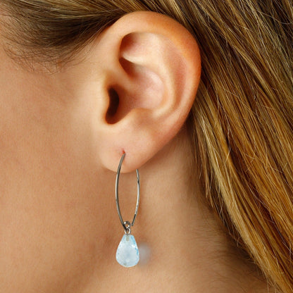 SS Blue Topaz Simple Sweep Earring 13462BT-SS