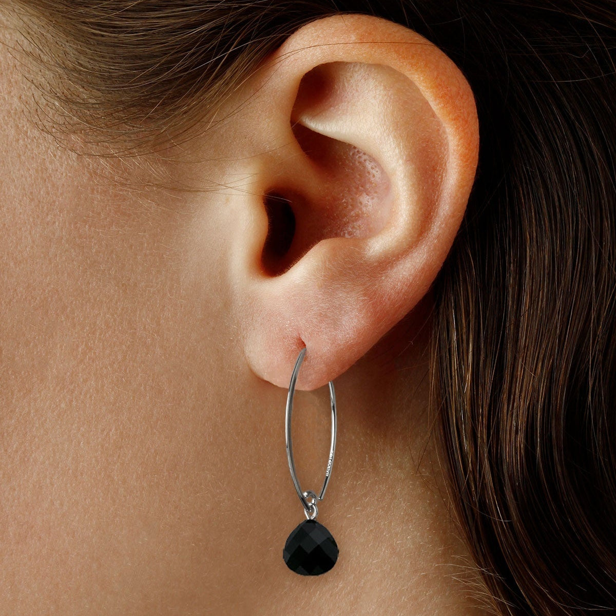 SS Onyx Simple Sweep Earring 13462OXF-SS