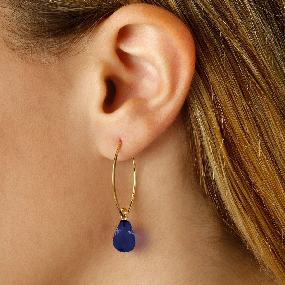 14kY Sapphire Simple Sweep Earring 13462SA