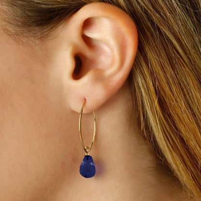 14kY Sapphire Simple Sweep Earring 13462SA