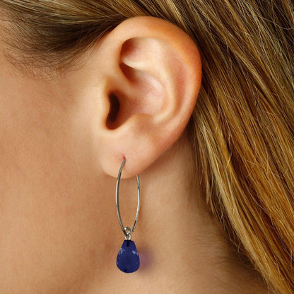 SS Sapphire Simple Sweep Earring 13462SA - SS