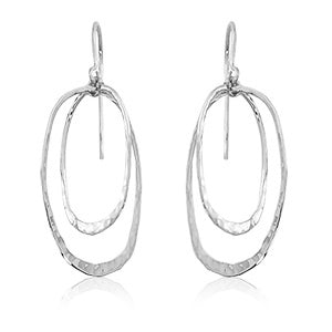 SS Oval Hammered Earring 13592-SS