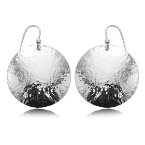 SS Hammered Disc Earring 13957HAM-SS