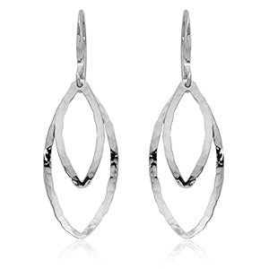 SS Marquise Hammered Dangle Earrings 14276HAM-SS