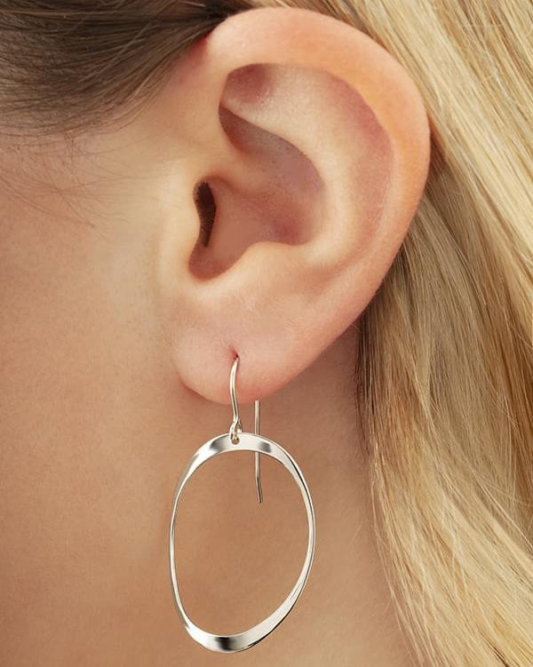 SS Flat Domed Oval Drop Earring 14468-SS