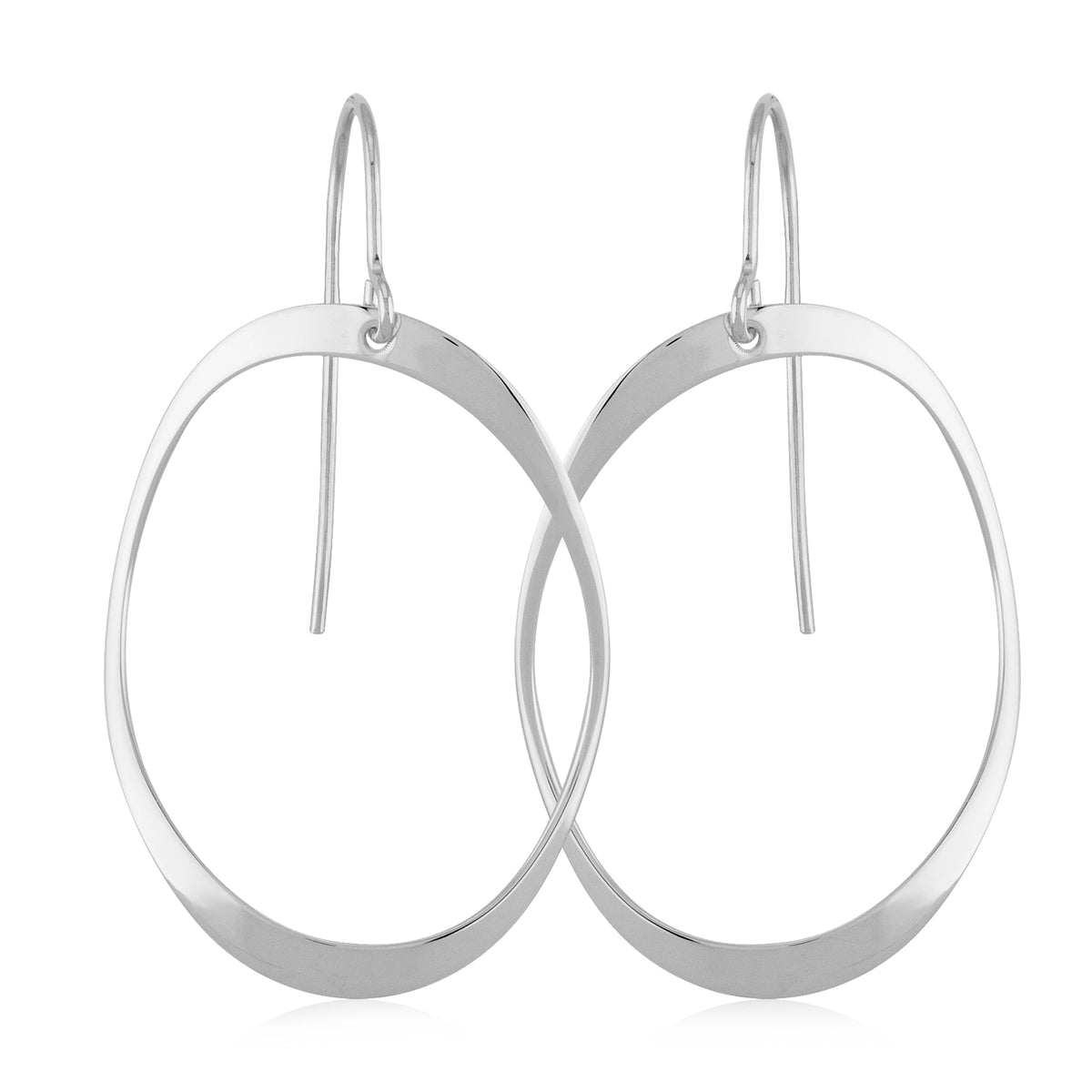 SS Flat Domed Oval Drop Earring 14468-SS