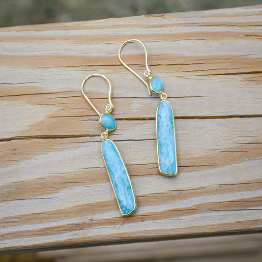 18k Vermeil Amazonite Atlas Earring PE129- 3288/AZO