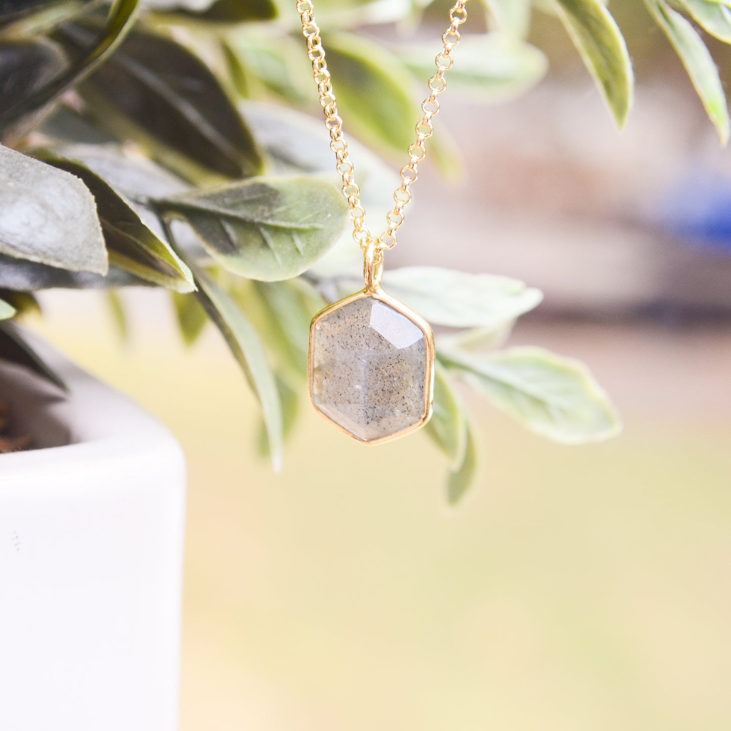 18k Vermeil Labradorite Geo Necklace CG129-5/ LO