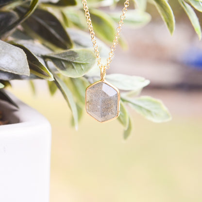 18k Vermeil Labradorite Geo Necklace CG129-5/ LO
