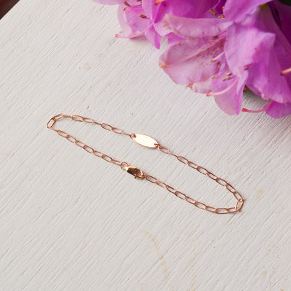 14kR Engravable Oval Paperclip Bracelet BRC973