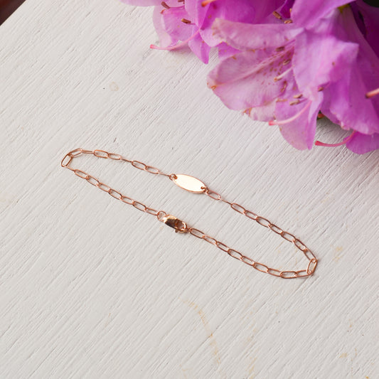 14kR Engravable Oval Paperclip Bracelet BRC973