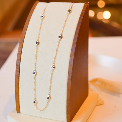 14kY .41cttw Sapphire Station Necklace SC55023794