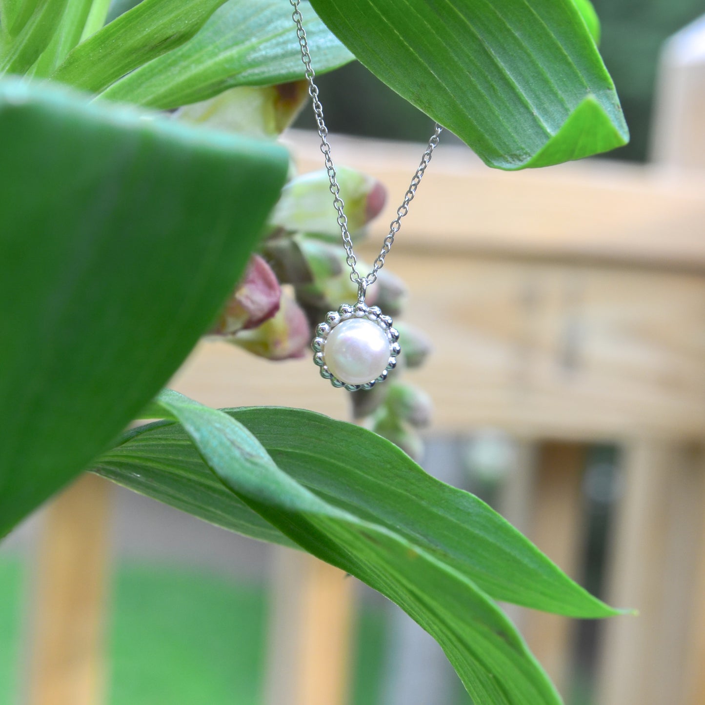 SS Beaded Pearl Necklace NK6412SVJPL