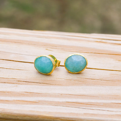 18k Vermeil Amazonite Stud PE129-2963AZO
