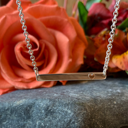 SS 1 Heart Bar Necklace NE16011HR